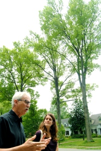 Mike tells Allie the stories behind the trees in Seneca Gardens in Louisville, KY