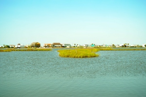 The bayside of Galveston Island flooded severely during Hurricane Ike.
