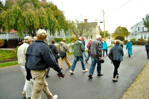 The Portsmouth Flood Risk Walking Tour marches along the streets of historic Portsmouth, NH